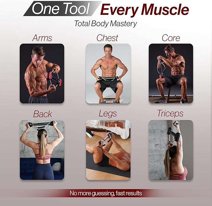 Bullworker Steel Bow 20" - Portable Home Gym Equipment & Isometric Exercise Equipment for Arms, Chest, Back, Shoulders, Core, Biceps, Triceps, Abs - Strength Training Equipment