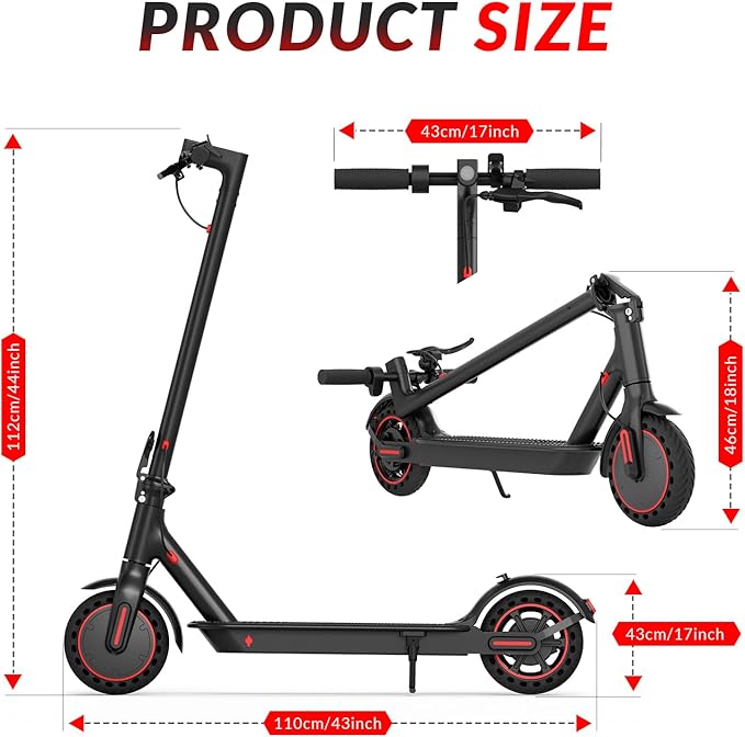 Foldable Electric Scooter for Adults, 25-40 km Range, 8.5 or 10 Inch Tires, Dual Suspension and App Control