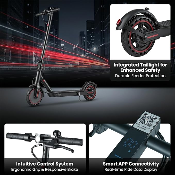 Foldable Electric Scooter for Adults, 25-40 km Range, 8.5 or 10 Inch Tires, Dual Suspension and App Control