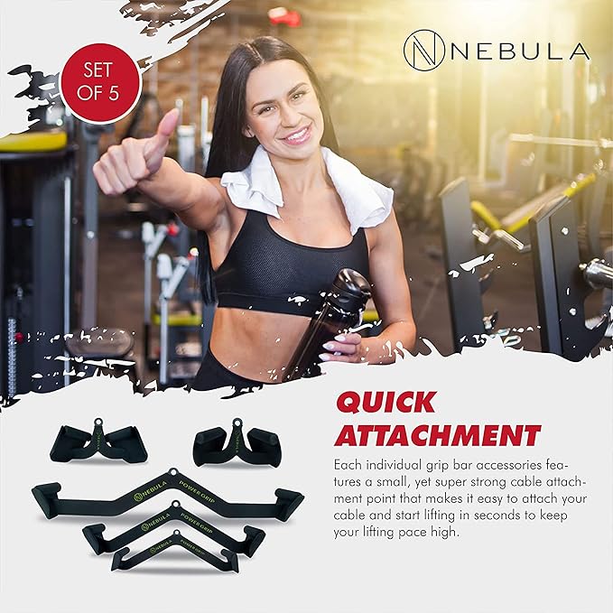Nebula Power Bar Lat Pull Down Bar Attachments, Workout Accessory for Gym, Fitness, Weightlifting Use, Strength Training Arms, Triceps, Back, Shoulders