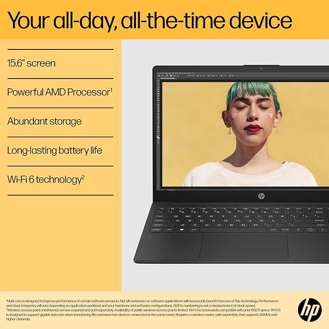 HP 15.6" Laptop | AMD Ryzen 3 7320U Processor | 8 GB RAM | 256 GB SSD | AMD Radeon Graphics | FHD Display | Up to 11hrs 15 mins battery | Windows 11 | Dual Speakers | Jet Black | 15-fc0045sa