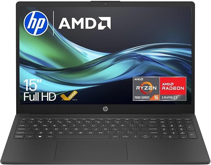 HP 15.6" Laptop | AMD Ryzen 5 | 16GB | 512GB SSD | Windows 11 Home True Vision camera | Long battery life | Ample storage | Anti-glare panel | 15-fc0004sa